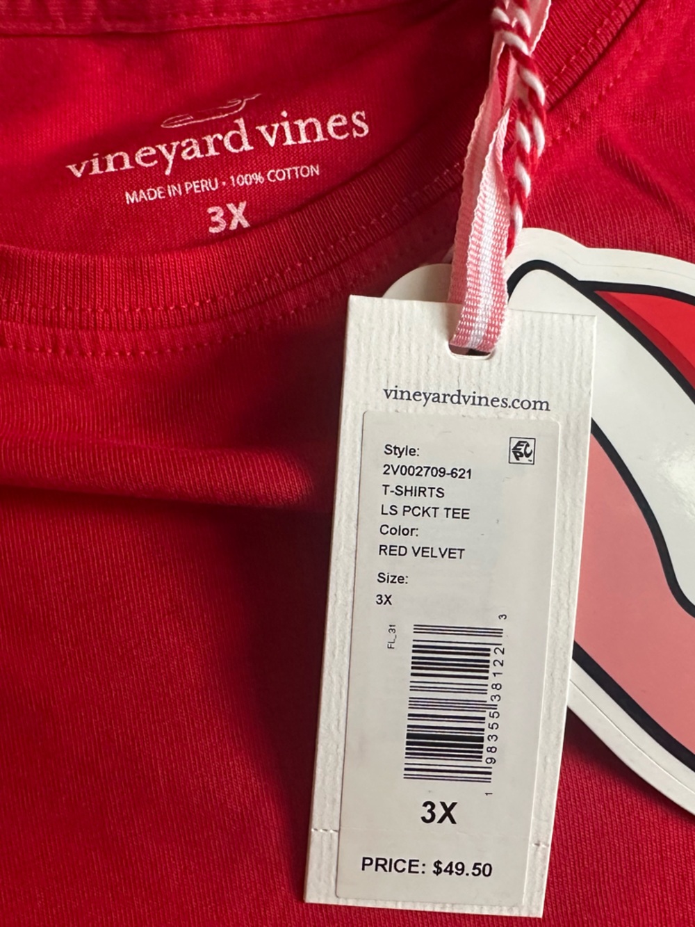Vineyard Vines Bright Red Long-Sleeve Tee